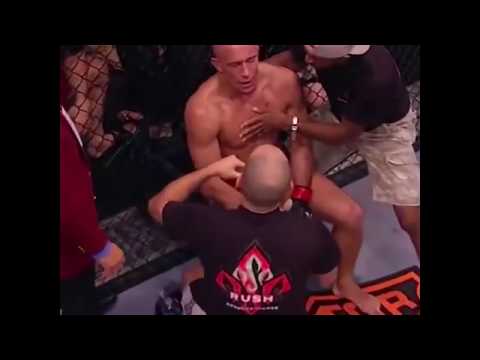 "Hit him with your groin!" All right coach Greg Jackson in George Saint Pierre's corner