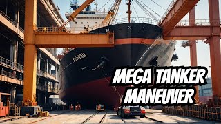 Mega Ship Tanker Maneuvering in Dry Dock to Bulk Carrier