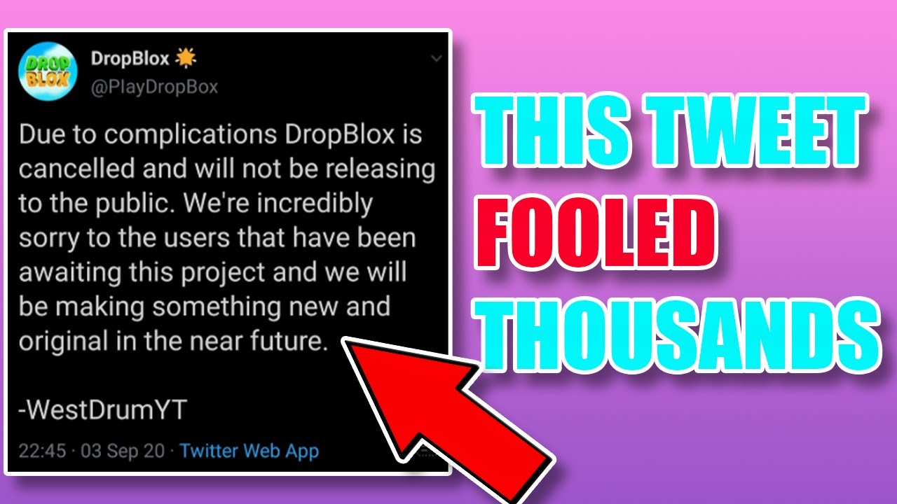 This Tweet Fooled Hundreds Roblox Dropblox Youtube - cryptize on twitter when roblox cant power your