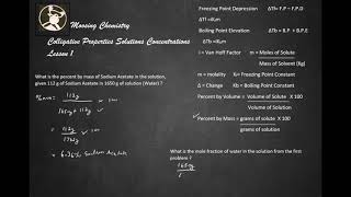 Colligative Properties Solutions Concentrations Lesson 1