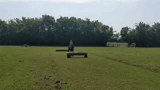 Hannah and EZ jumping 3 logs combo @ kennels summer 2021