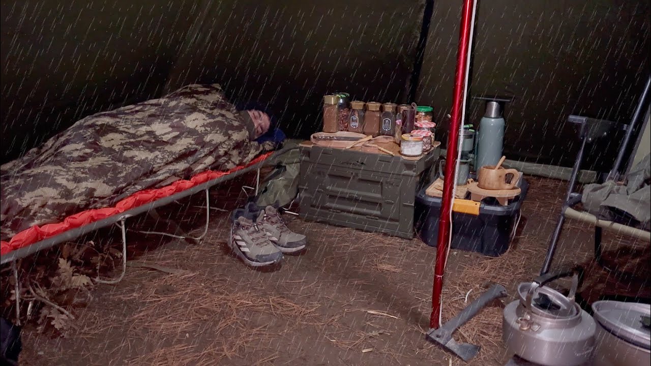 Solo Camping in Rain and Snow - Relaxing Rain Sound in the Tent - ASMR ...