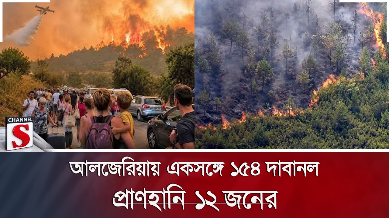আলজেরিয়ায় একসঙ্গে ১৫৪ দাবানল, প্রাণহানি ১২ জনের | Algeria Wildfire | Heatwave | Channel S