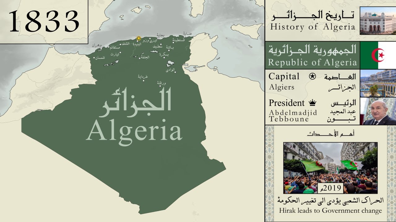 خريطة تاريخ الجزائر (202ق.م_2024م) : كل عام