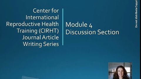 CIRHT Journal Article Writing Series Video 4 Discussion