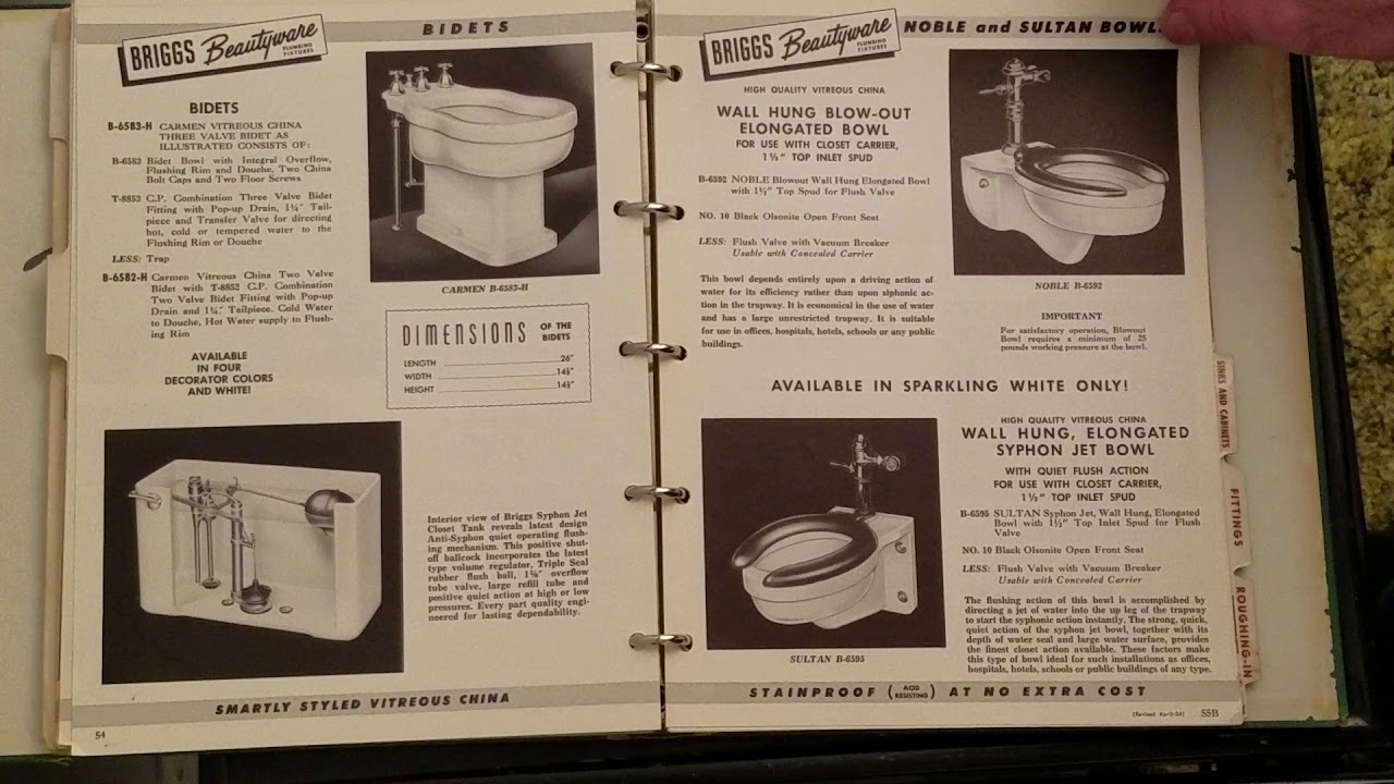 82 1953 Briggs plumbing catalog YouTube