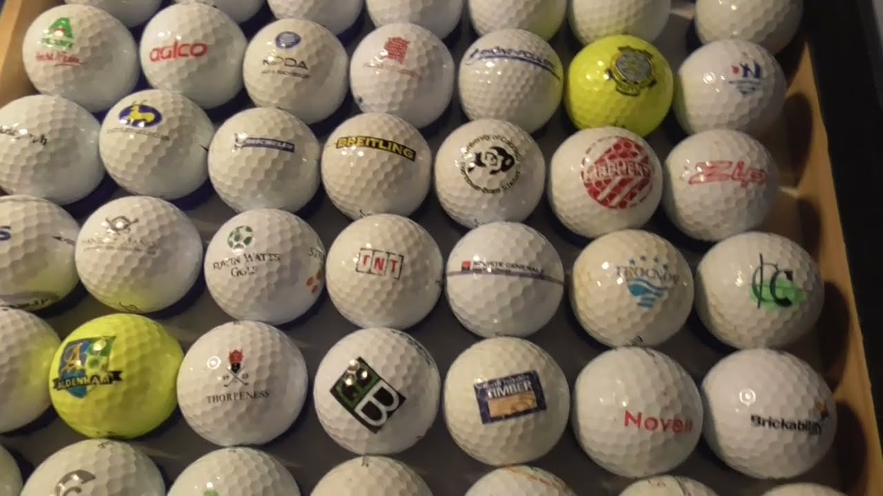 35 Logo Golf Balls Collection Chrysler Thrifty Hertz etc 16Sep22 England UK