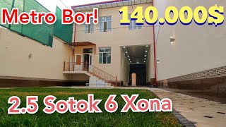 Toshkent Sergeli 2.5 Sotok 6 Xona! Kottakon Hovlisi bor Bo&#39;lgan Yangi Uy. Metroga Yaqin Joyda!