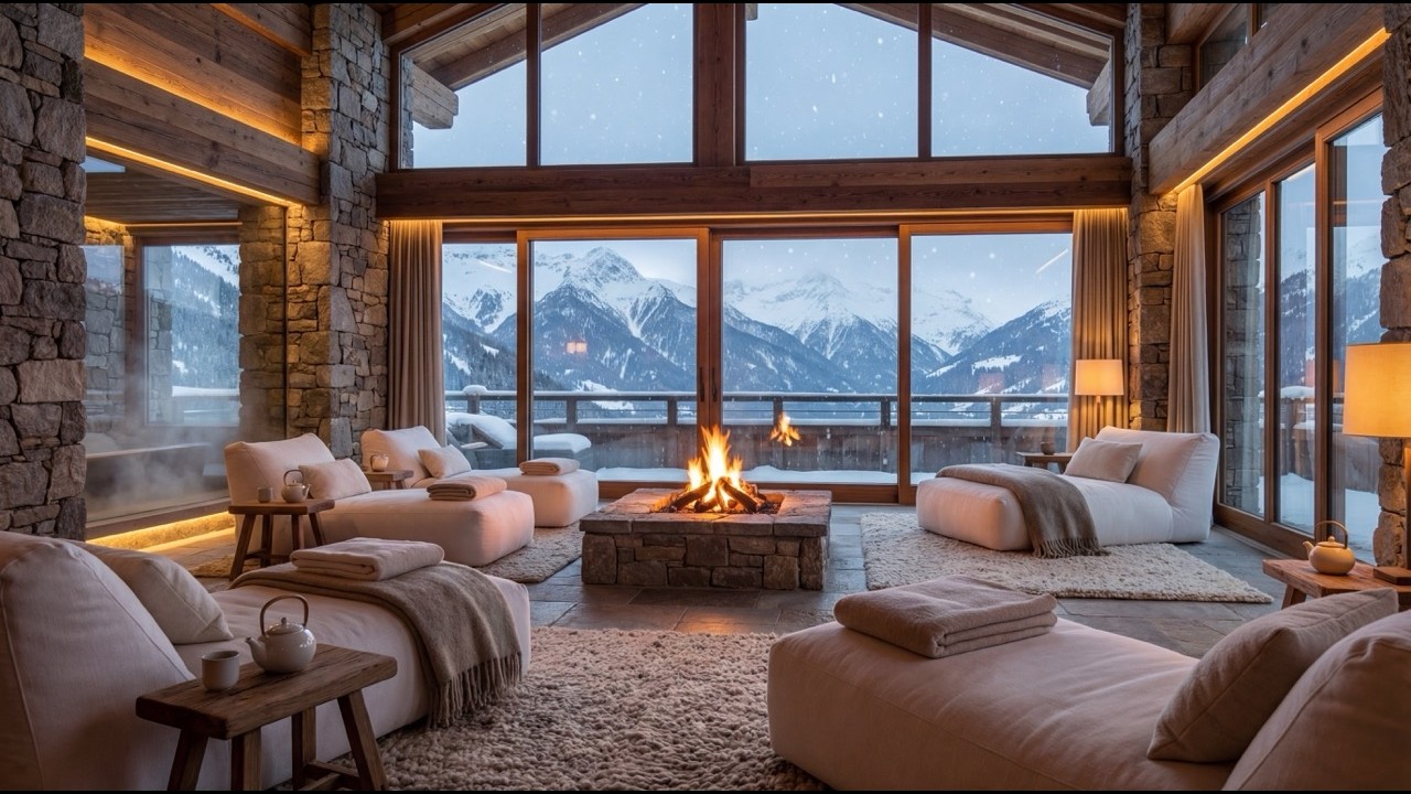 Mountain Spa Fireplace | Deep Calm for Sleep, Stress Relief & Focus