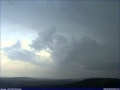 Cumulonimbus, mammatus, heavy rain and lightning visible from Marburg, Australia - Dec 18, 2012