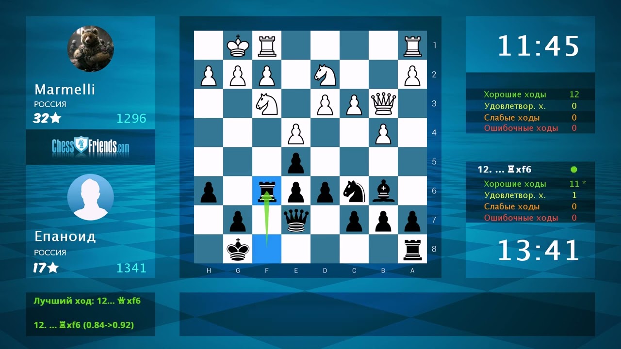 Анализ шахматной партии: Marmelli - Епаноид, 0-1 (по ChessFriends.com)