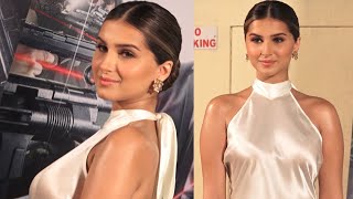 Tara Sutaria In Backless White Satin Dress Arrived At Heropanti 2 Screening