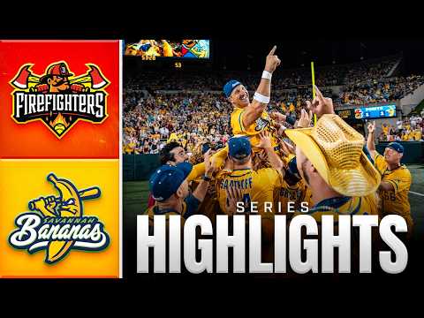 Banana Ball highlight video thumbnail: Savannah Bananas vs. Firefighters at University of Iowa's Kinnick Stadium HIGHLIGHTS