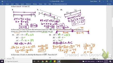 Geometry 1.1-1.3  Quiz Review