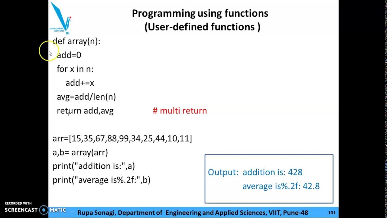 Organizing python codes using functions - YouTube