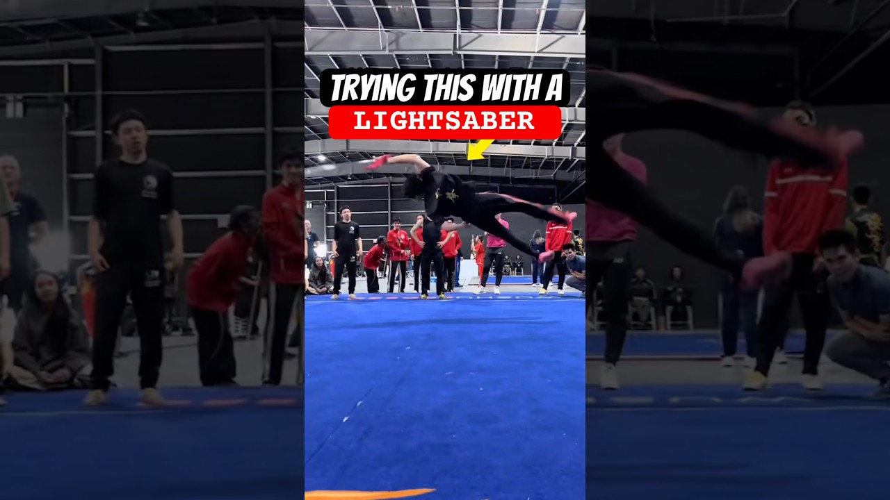Trying a WUSHU move with a LIGHTSABER #starwars #lightsaber #jedi #trending