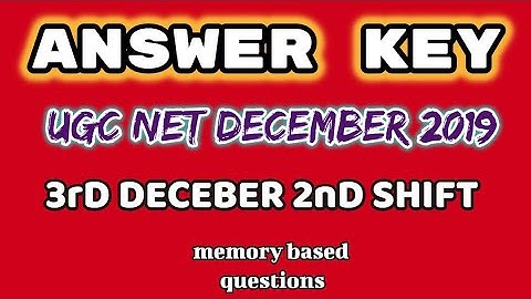 Answer Key 3rd December 2nd Shift UGC NET EXAM ✍️✍️
