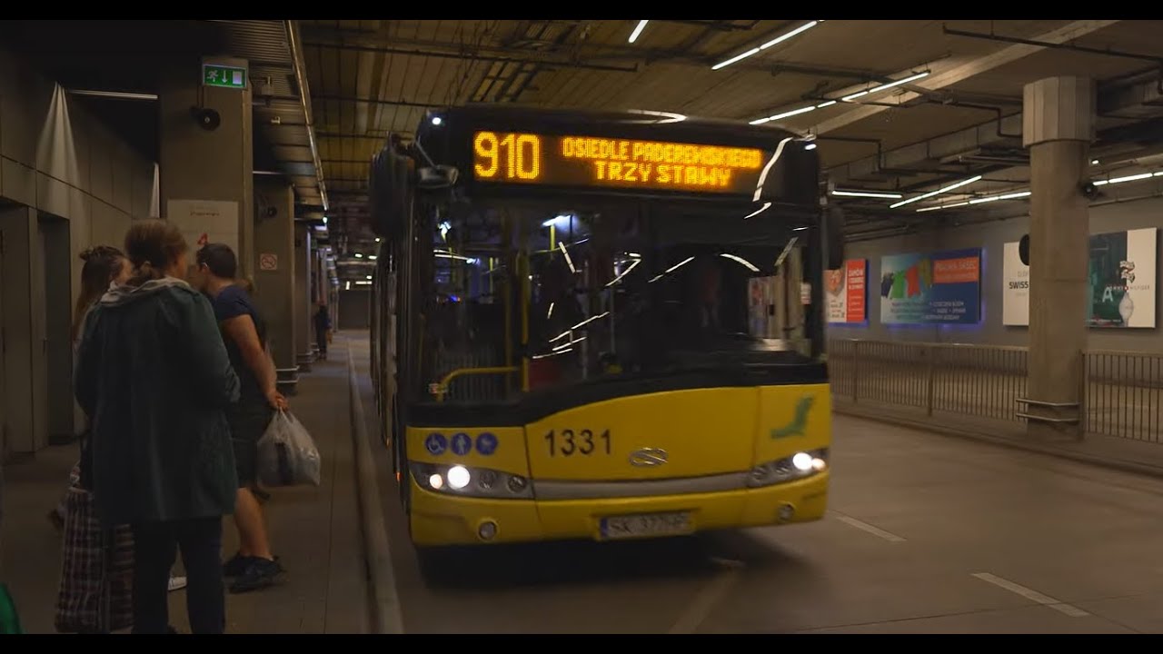 Poland, Katowice, bus 910 ride from Dworzec Główny PKP to Trzy Stawy