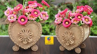 DIY Flower vase with Jute Rope and Popsicle Sticks | Jute Rope Flower Basket | Popsicle Craft Idea