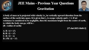 A body of mass m is projected with velocity λve in vertically upward direction from the surface of