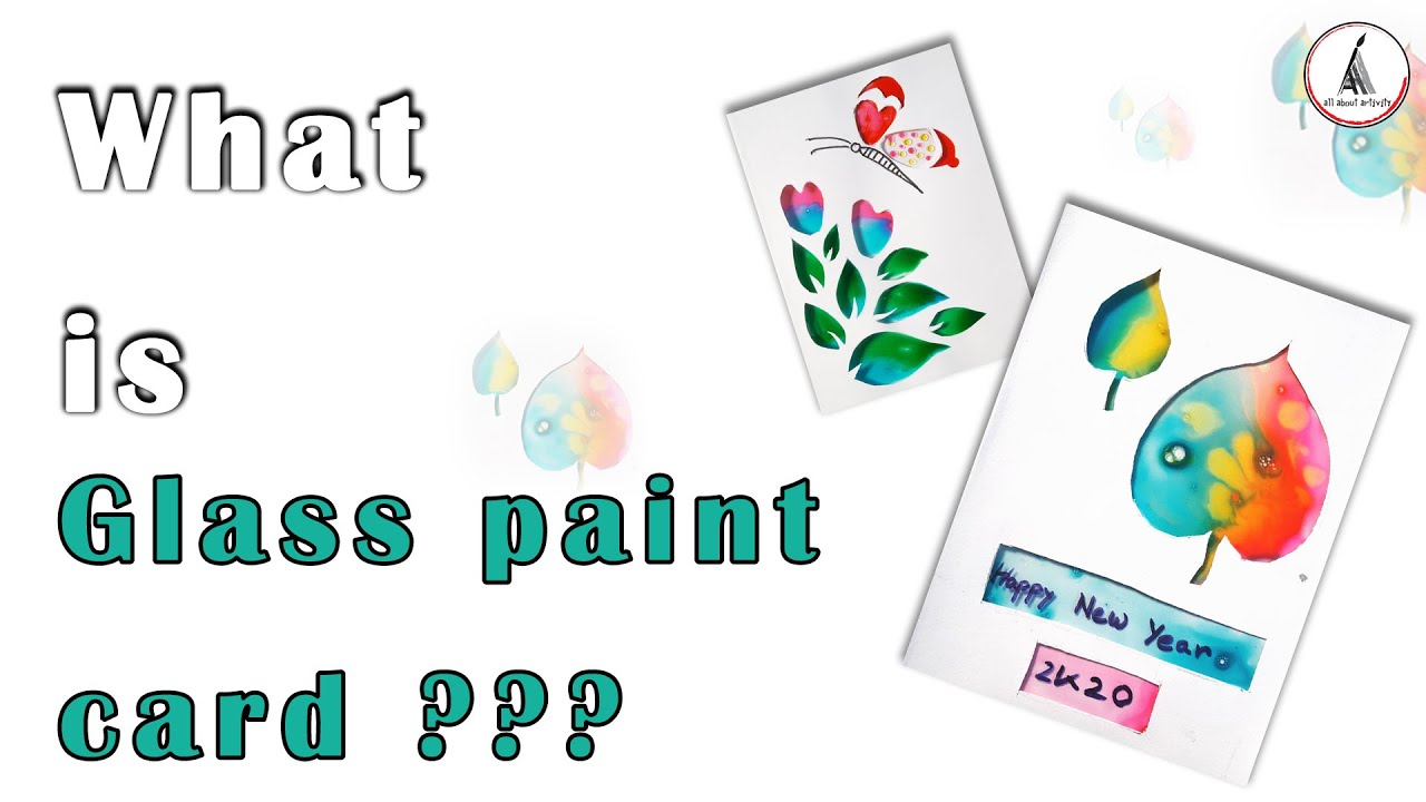 How to make glass paint card|4 Glass paint greeting cards idea|Happy ...