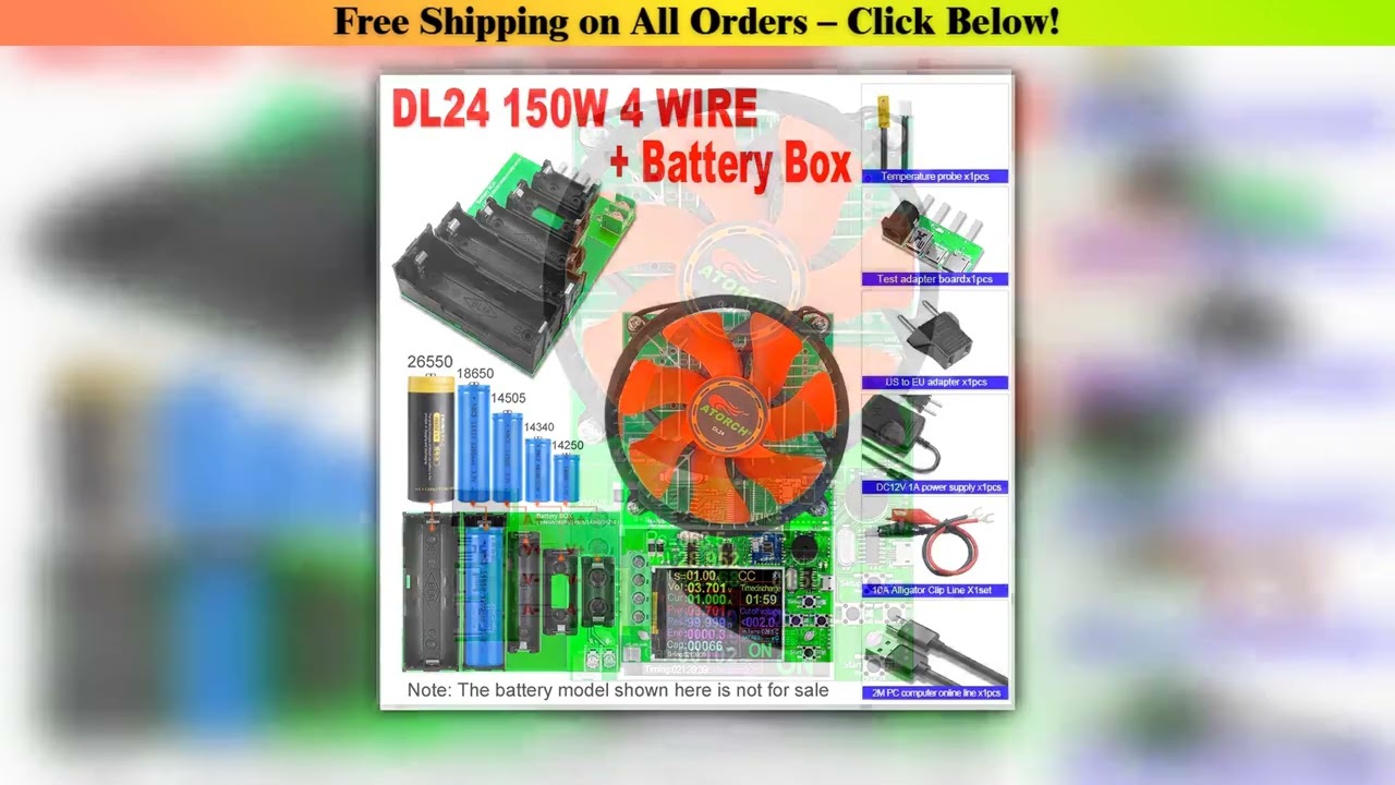 DL24 4-WIRE Battery Capacity Tester Electronic Load Power Tester Discharge Meter 150W 200V 25A