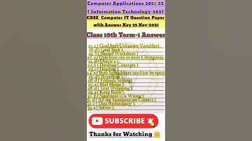 Class 10th Term-1 Information Technology | Answer Keys 2021-22 | #shorts #youtubeshorts #shortsvideo