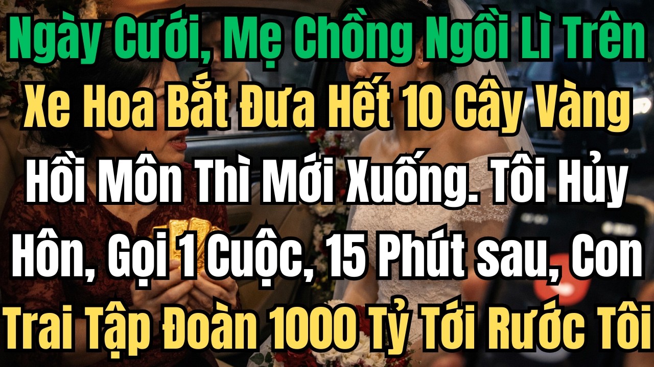 Ngày Cưới, Mẹ Chồng Ngồi Lì Trên Xe Hoa Đòi Tôi Hứa Đưa Hết 10 Cây Vàng Hồi Môn Thì Mới Xuống. Chồng