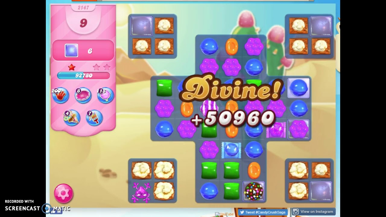 Candy Crush Level 2147 Audio Talkthrough 2 Stars 0 Boosters Youtube