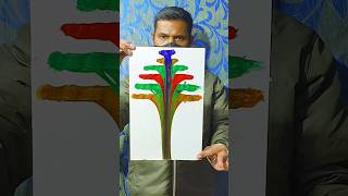 DIY Thread Art 🌈 Drawing with Acrylic painting 🎨🖌️#shots #trending #kids #ytshorts #art #drawing