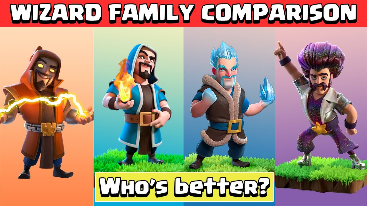 WIZARD FAMILY ULTIMATE COMPARISON | Clash Of Clans | Wizard, Super Wizard, Ice Wizard \u0026 Party Wizard