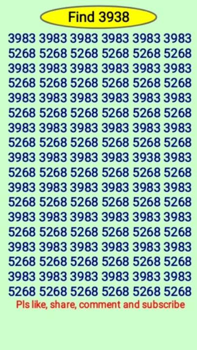 #Find number 3938 #shortsfeed #iqtest #genius #yt shorts #brain test #mind exercise #trending shorts