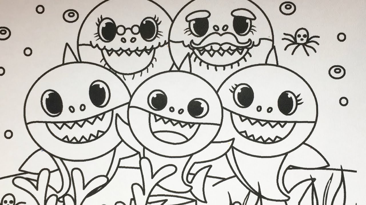 Baby Shark Family - Colouring Pages