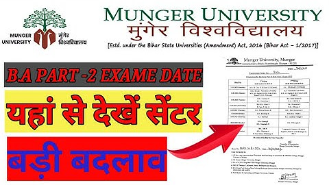 B.A PART 2 /PART 1EXAME DATE AND CENTER KANHA GYA MUNGER UNIVERSITY