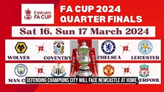 FA CUP • 2024 • Quarter Finals • Today | Man United vs Liverpool • Man City vs Newcastle #facup #epl