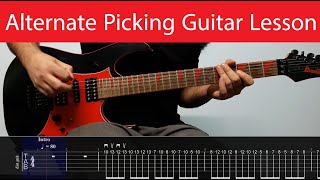 Alternate Picking Guitar Lesson In A Harmonic Minor(Yngwie Malmsteen Style) With On Screen Tabs