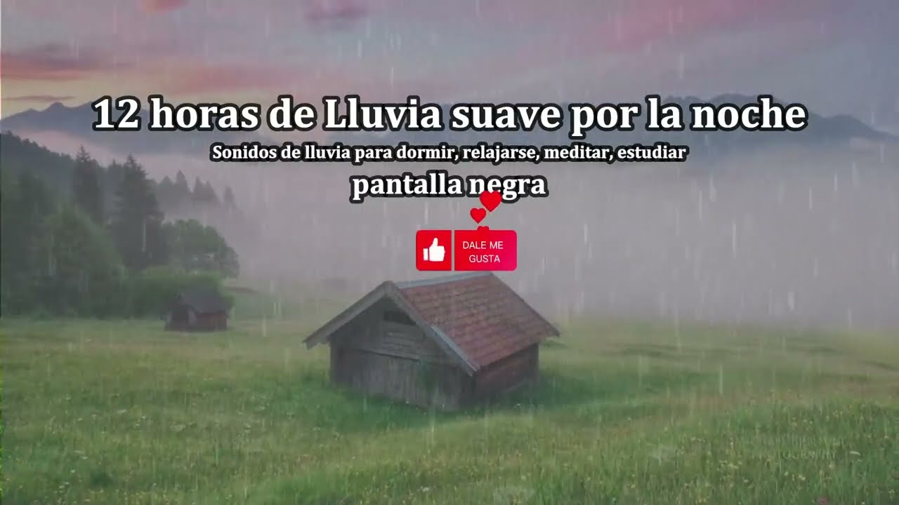 12 horas de lluvia suave por la noche en PANTALLA NEGRA