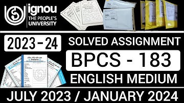 BPCS 183 SOLVED ASSIGNMENT 2023-24 | BPCS 183 SOLVED ASSIGNMENT 2024 IN ENGLISH | BPCS 183 2023-24