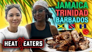 EPIC Caribbean Food Tour! SPICY Jerk Chicken, Oxtail, & CRAZY Scorpion Pepper Sauce! | Heat Eaters