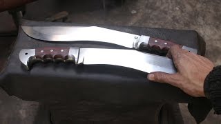 Forging a Kukri knife set.