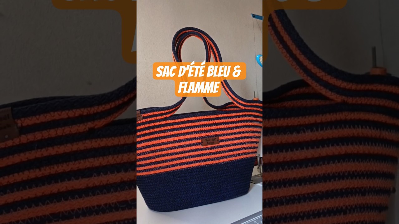 Sac d’été "Bleu & Flamme" 💙🧡– Fait main en corde de coton