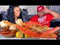 SEAFOOD BOIL MUKBANG| KING CRAB| LOBSTER TAILS | + SEAFOOD BUTTER SAUCE