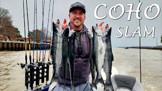 Spring COHO Fishing 2023!!!...3 man limit in 2hrs (CATCH and COOK) Tuscan Salmon.