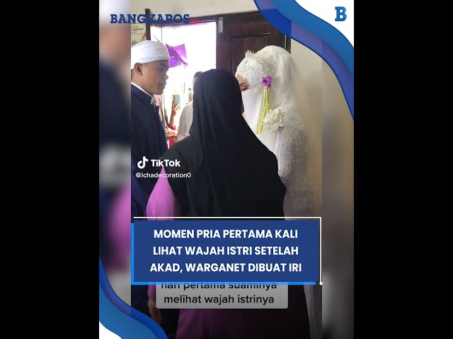 Momen Pengantin Pria Pertama Kali Lihat Wajah Istri Setelah Akad, Warganet Dibuat Iri class=