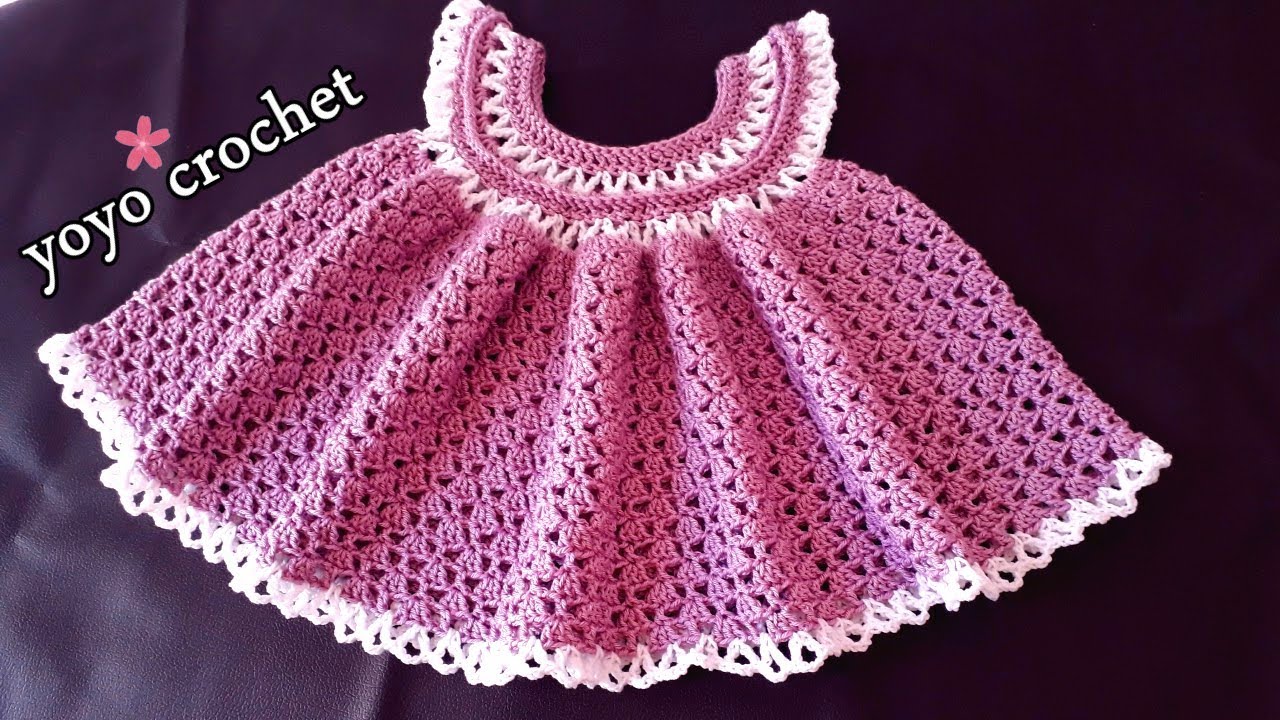 كروشية فستان أطفال سهل وبسيط صيفى أو شتوى شرح للمبتدئين ولأى مقاس - crochet  a dress#يويو كروشية - YouTube