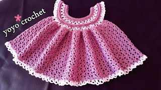 كروشية فستان أطفال سهل وبسيط صيفى أو شتوى شرح للمبتدئين ولأى مقاس - crochet a dress#يويو كروشية