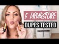 TESTING DRUGSTORE MAKEUP DUPES | Found dupes for Bye Bye Pores, Benefit Cookie Highlighter & more!