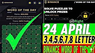 Binance Word of the day today Crypto Bitcoin theme Demo Trading wotd wodl answer 24 April 2026 screenshot 1