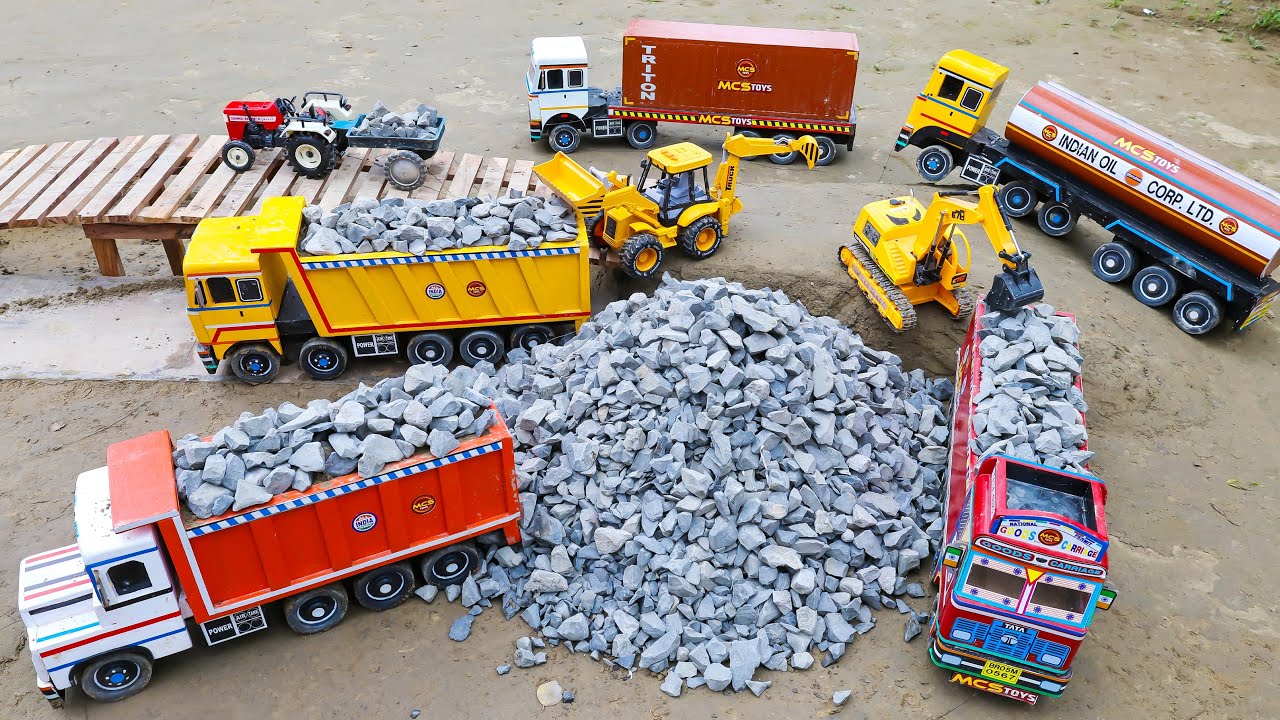 JCB 3DX  Loading Stone Tata Tipper Swaraj Tractor Ashok Leyland Jcb ki khudai | Jcb Tractor Cartoon