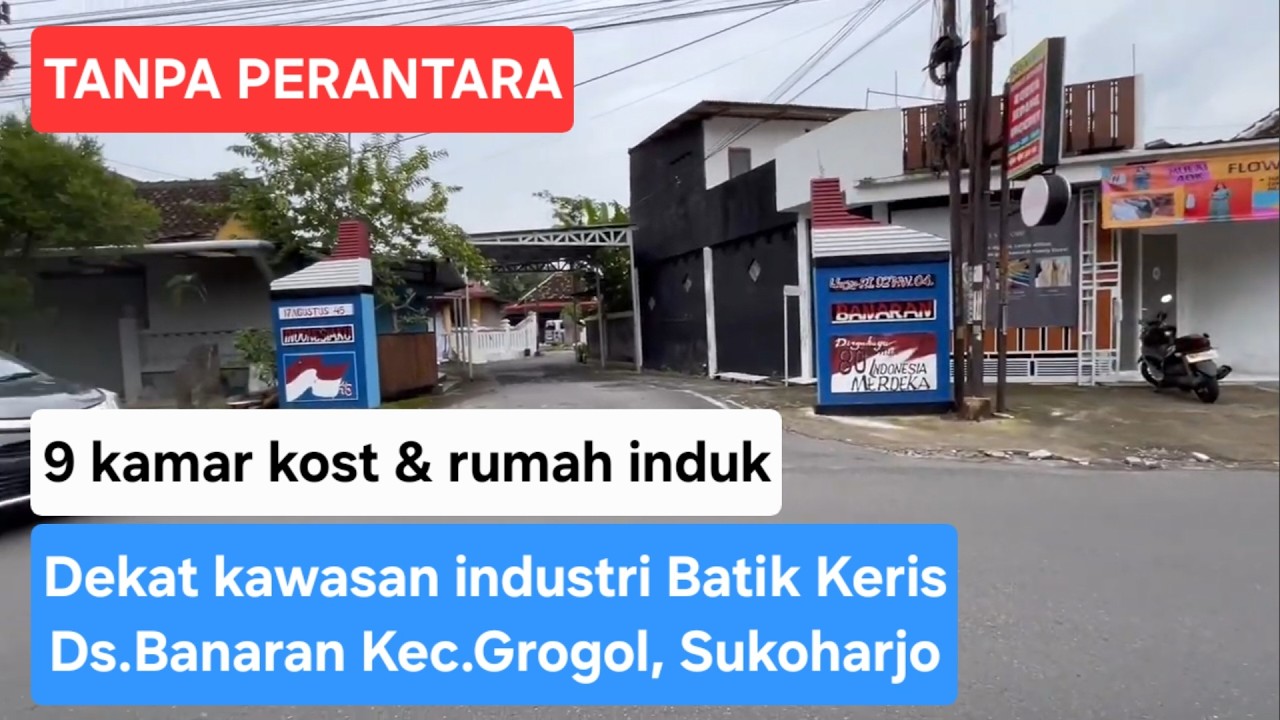 TANPA PERANTARA Dijual Rumah induk & 9 kmr kost.Dekat kawasan industri Betik Keris Grogol, Sukoharjo